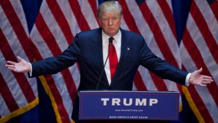 Donald Trump giving a speech